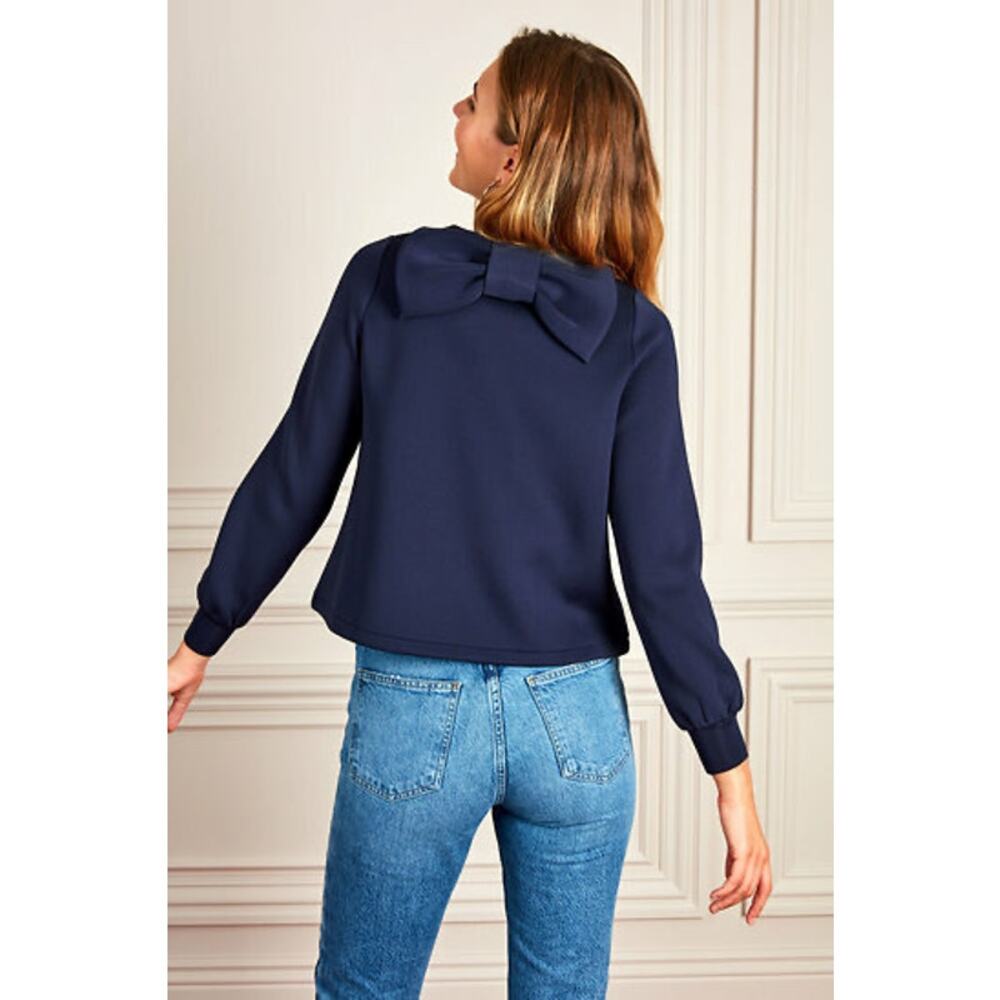 Stella & Dot Navy Blue Crush It Bow Back Structured Blouse Small - Picture 9 of 9